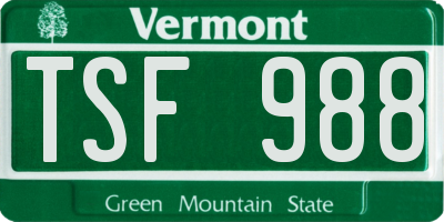 VT license plate TSF988