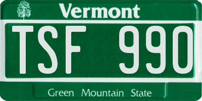 VT license plate TSF990