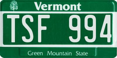 VT license plate TSF994
