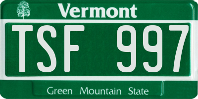 VT license plate TSF997