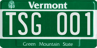 VT license plate TSG001