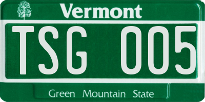 VT license plate TSG005