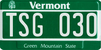 VT license plate TSG030
