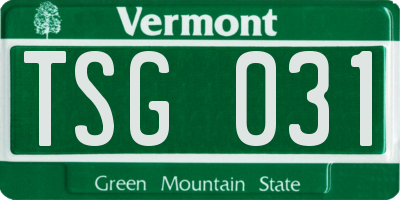 VT license plate TSG031