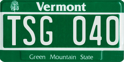 VT license plate TSG040