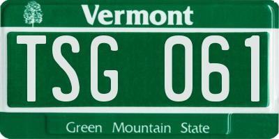 VT license plate TSG061