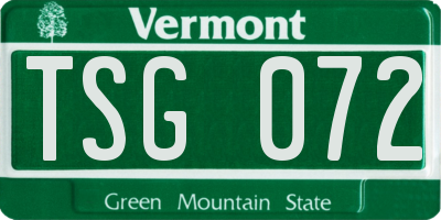 VT license plate TSG072
