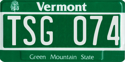 VT license plate TSG074