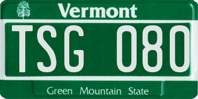 VT license plate TSG080