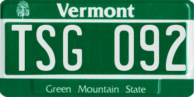 VT license plate TSG092
