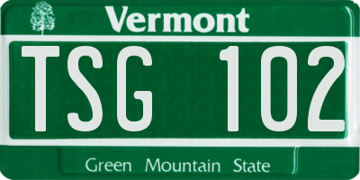 VT license plate TSG102