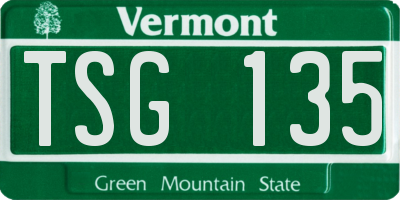 VT license plate TSG135