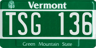 VT license plate TSG136