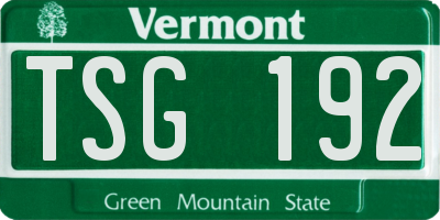 VT license plate TSG192