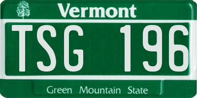 VT license plate TSG196