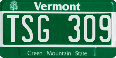 VT license plate TSG309
