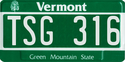 VT license plate TSG316