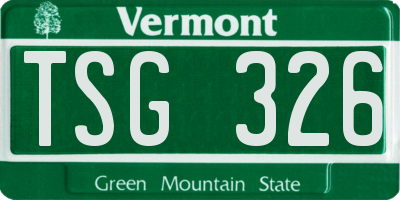 VT license plate TSG326