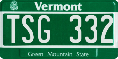 VT license plate TSG332
