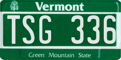 VT license plate TSG336