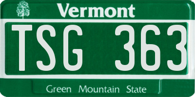 VT license plate TSG363