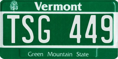 VT license plate TSG449
