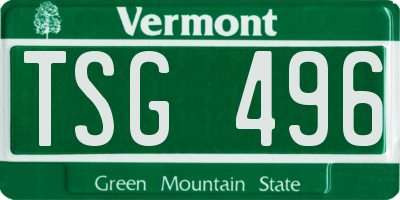 VT license plate TSG496