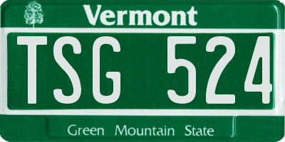 VT license plate TSG524