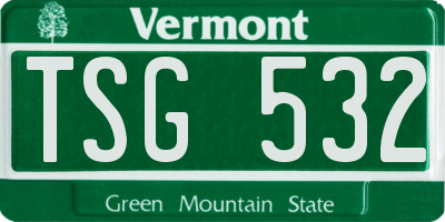 VT license plate TSG532