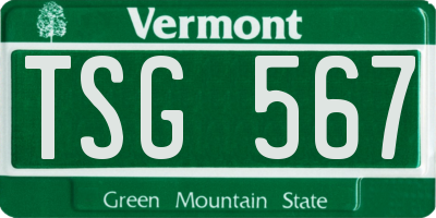 VT license plate TSG567