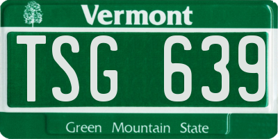 VT license plate TSG639