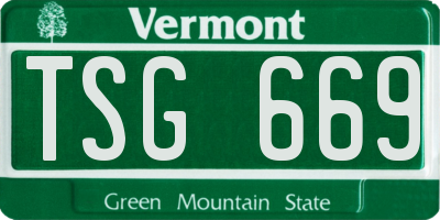 VT license plate TSG669