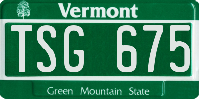 VT license plate TSG675