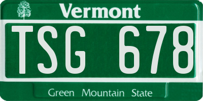 VT license plate TSG678
