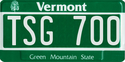 VT license plate TSG700