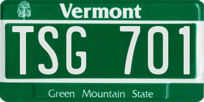 VT license plate TSG701