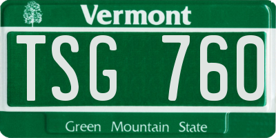 VT license plate TSG760