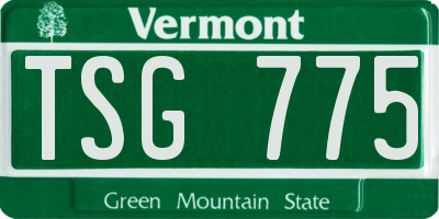 VT license plate TSG775