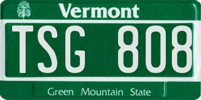 VT license plate TSG808