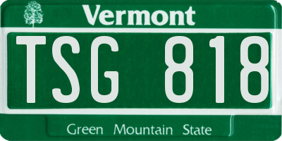 VT license plate TSG818