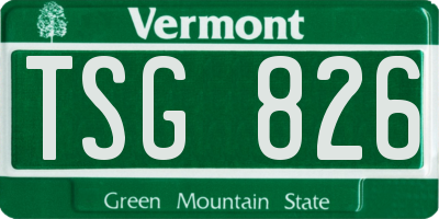 VT license plate TSG826
