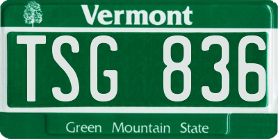 VT license plate TSG836