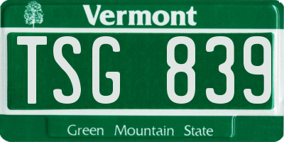 VT license plate TSG839