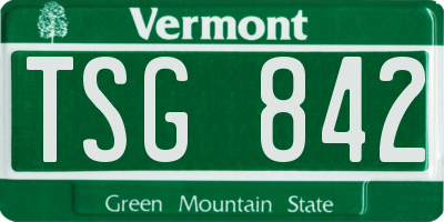 VT license plate TSG842