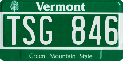 VT license plate TSG846