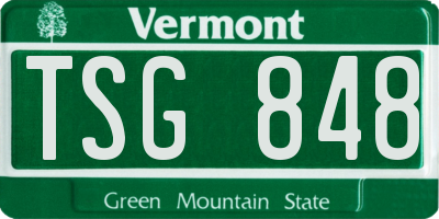 VT license plate TSG848