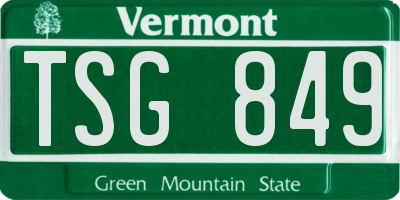 VT license plate TSG849