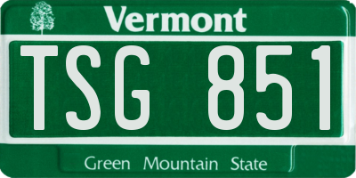 VT license plate TSG851