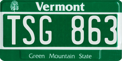 VT license plate TSG863