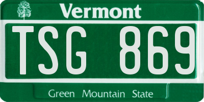 VT license plate TSG869